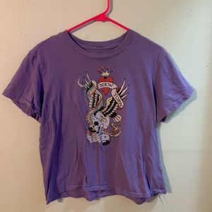 Ed hardy shirt, purple with design, size Large